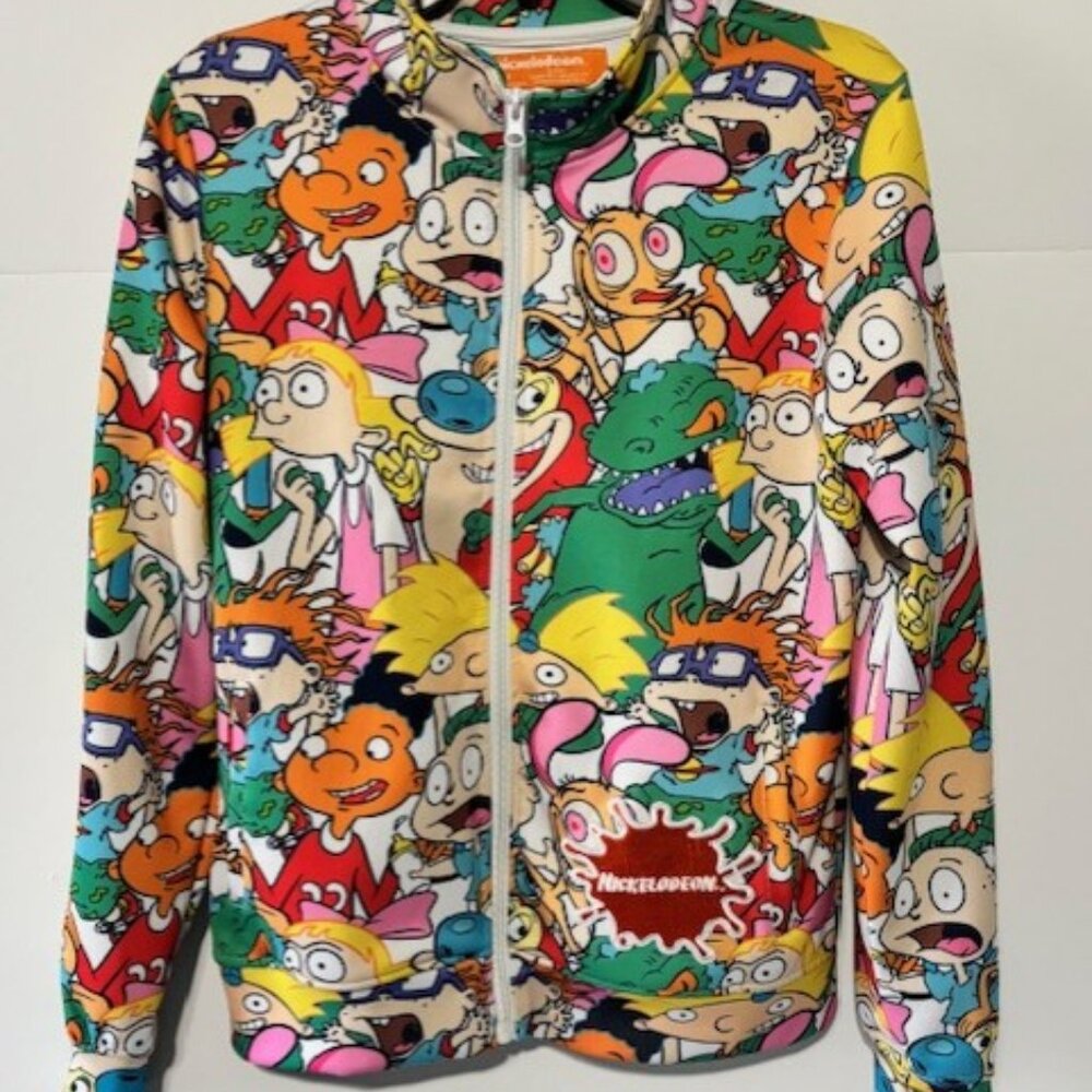 Rugrats Ren Stimpy Nickelodeon Full Zip Colorful L Sweatshirt Cartoon Retro Fun